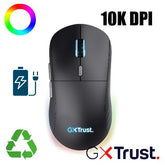 MOUSE WIRELESS GAMING RICARICABILE RGB 10.000 DPI - 55% PLASTICA RICICLATA - GXT 926 REDEX II - NERO