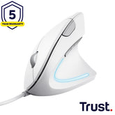 MOUSE CABLATO ERGONOMICO VERTICALE - TRUST VERTO - BIANCO