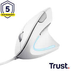 MOUSE CABLATO ERGONOMICO VERTICALE - TRUST VERTO - BIANCO