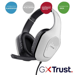 CUFFIE GAMING CABLATE JACK 3,5MM MULTIPIATTAFORMA, DRIVER 50MM - TRUST GXT415 ZIROX - BIANCO