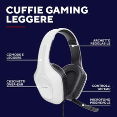 CUFFIE GAMING CABLATE JACK 3,5MM MULTIPIATTAFORMA, DRIVER 50MM - TRUST GXT415 ZIROX - BIANCO