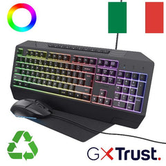 SET GAMING 3-IN-1 - TASTIERA + MOUSE + MOUSEPAD LAYOUT IT - TRUST GXT 791 NERO