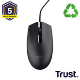 MOUSE CABLATO 160CM - PLASTICA RICICLATA 85% - TRUST B2B TM-101 ECO NERO