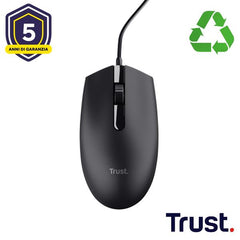MOUSE CABLATO 160CM - PLASTICA RICICLATA 85% - TRUST B2B TM-101 ECO NERO