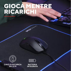 MOUSE GAMING RGB WIRELESS RICARICABILE MULTI-DISPOSITIVO 2,4GHz + BT, 7.200DPI, AUTONOMIA 50H - PLASTICA RICICLATA 70% - TRUST GXT931 YBAR - NERO