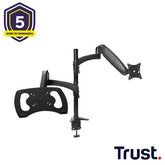 SUPPORTO MONITOR DOPPIO BRACCIO ERGONOMICO PER DOPPIO MONITOR O MONITOR E LAPTOP - TRUST MARA - NERO