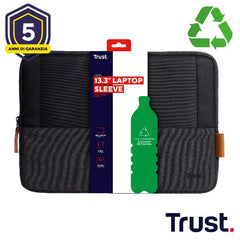 CUSTODIA/SLEEVE 13,3" MORBIDA PER LAPTOP/NOTEBOOK REALIZZATA CON PET RICICLATO - TRUST LISBOA NERA