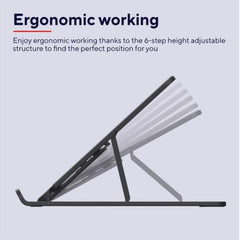 SUPPORTO/RIALZO PER LAPTOP PIEGHEVOLE E LEGGERO PER UNA POSIZIONE ERGONOMICA - TRUST PRIMO - GRIGIO
