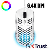 MOUSE GAMING RGB CABLATO ULTRALEGGERO 6400 DPI - TRUST GXT 928W HELOX BIANCO