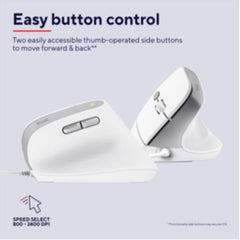 MOUSE ERGONOMICO VERTICALE CABLATO CERTIFICATO ERGOCERT - PLASTICA RICICLATA 50% - TRUST BAYO II BIANCO