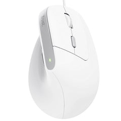 MOUSE ERGONOMICO VERTICALE CABLATO CERTIFICATO ERGOCERT - PLASTICA RICICLATA 50% - TRUST BAYO II BIANCO