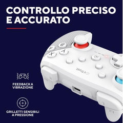 CONTROLLER GAMEPAD WIRELESS RICARICABILE PER NINTENDO SWITCH/SWITCH 2/SWITCH OLED/SWITCH LIGHT CON COMANDI MOVIMENTO E FEEDBACK A VIBRAZIONE - TRUST GXT 1246W BIANCO