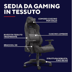 SEDIA GAMING PREMIUM IN TESSUTO REALIZZATA CON MATERIALI SOSTENIBILI - TRUST GXT 723 RUYA - GRIGIO