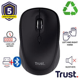 MOUSE WIRELESS MULTICONNECT 2x BT + 1 WL 2,4GHz SILENT - DURATA BATTERIA 12 MESI - 1600DPI - PLASTICA RICICLATA 75% -TRUST YVI+ MULTI-DEVICE NERO