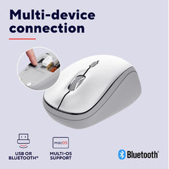MOUSE WIRELESS MULTICONNECT 2x BT + 1 WL 2,4GHz SILENT - DURATA BATTERIA 12 MESI - 1600DPI - PLASTICA RICICLATA 75% -TRUST YVI+ MULTI-DEVICE BIANCO