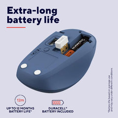 MOUSE WIRELESS MULTICONNECT 2x BT + 1 WL 2,4GHz SILENT - DURATA BATTERIA 12 MESI - 1600DPI - PLASTICA RICICLATA 75% -TRUST YVI+ MULTI-DEVICE BLU