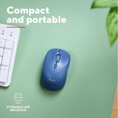 MOUSE WIRELESS MULTICONNECT 2x BT + 1 WL 2,4GHz SILENT - DURATA BATTERIA 12 MESI - 1600DPI - PLASTICA RICICLATA 75% -TRUST YVI+ MULTI-DEVICE BLU