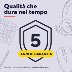 CUFFIE OVER-EAR CABLATE 1,8M USB CON MICROFONO FLIP TO MUTE - 85% PLASTICA RICICLATA - TRUST AYDA MAX USB - NERO