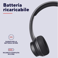CUFFIE ON-EAR WIRELESS BLUETOOTH RICARICABILI CON MICROFONO FLIP TO MUTE E RIDUZIONE RUMORE ENC - 65% PLASTICA RICICLATA - TRUST AYDA ENC WIRELESS - NERO