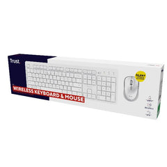 KIT DESK SET TASTIERA E MOUSE WIRELESS SILENZIOSI RESISTENTE AGLI SVERSAMENTI - LAYOUT ITALIANO - TRUST ODI II BIANCO