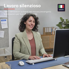 KIT DESK SET TASTIERA E MOUSE WIRELESS SILENZIOSI RESISTENTE AGLI SVERSAMENTI - LAYOUT ITALIANO - TRUST ODI II BIANCO