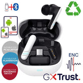 AURICOLARI GAMING WIRELESS RICARICABILE CON DOPPIA CONNESSIONE BT + 2,4GHz (DONGLE USB-C) - TRUST GXT409 OXXIE - BIANCO/NERO
