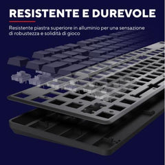 TASTIERA GAMING MECCANICA WIRELESS RICARICABILE RGB LOW PROFILE, MANOPOLA VOLUME AUDIO - LAYOUT ITALIANO - TRUST GXT868 TORIX - NERO