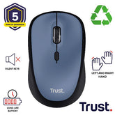 MOUSE WIRELESS SILENZIOSO - 1600DPI - PLASTICA RICICLATA 83% - DURATA BATTERIA 12 MESI - TRUST YVI+ - DARK BLU