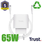 ALIMENTATORE/CARICABATTERIA 45W USB-C GAN - CAVO RICARICA INCLUSO - PLASTICA RICICLATA 50% - TRUST MAXO - BIANCO