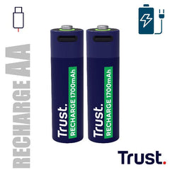 2PZ BATTERIE AA RICARICABILI TRAMITE PORTA USB-C - BLU