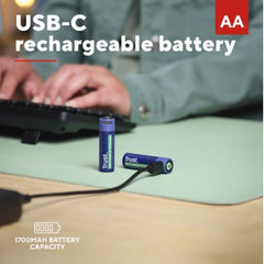 2PZ BATTERIE AA RICARICABILI TRAMITE PORTA USB-C - BLU