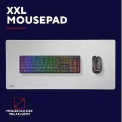 TAPPETINO/MOUSEPAD XXL - LAVABILE - PROTEGGI SCRIVANIA MISURA 930x400 - TRUST GXT 759 - BIANCO