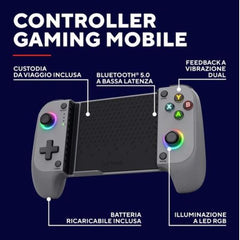 CONTROLLER GAMEPAD WIRELESS RICARICABILE PER SMARTPHONE - TRUST GXT 735G MYLOX GRIGIO