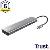 ADATTATORE DOCKING STATION MULTIPORT 7 IN 1, 2 HDMI 4K (60HZ)+ 1 DP 4K (60HZ)+ 2 USB-A 3.2 + 1 USB-C PD - TRUST DALYX 7-IN-1 - ALLUMINIO
