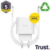 ALIMENTATORE 45W USB-C PER APPLE - PLASTICA RICICLATA 50% - TRUST MAXO F/APPLE BIANCO