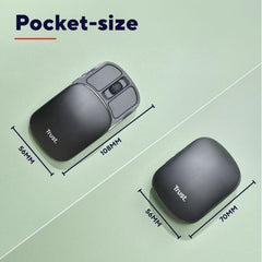 MOUSE WIRELESS USB-C RICARICABILE RICHIUDIBILE TASCABILE - 2400DPI - TRUST ZYLO - NERO