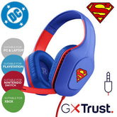 CUFFIE GAMING CABLATE JACK 3,5MM MULTIPIATTAFORMA, SUPERMAN LICENZIATE DC, DRIVER 50MM - TRUST GXT415SM ZIROX - BLU