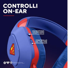 CUFFIE GAMING CABLATE JACK 3,5MM MULTIPIATTAFORMA, SUPERMAN LICENZIATE DC, DRIVER 50MM - TRUST GXT415SM ZIROX - BLU