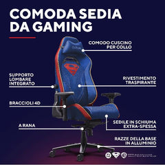 SEDIA GAMING PRO PREMIUM LICENZIATA (DC) SUPERMAN - TRUST GXT721SM RUYA PRO SUPERMAN BLU
