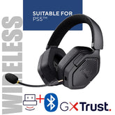 CUFFIA GAMING WIRELESS RICARICABILE PLAYSTATION® COMPATIBILE, CON DOPPIA CONNESSIONE BT + 2,4GHz OVER-EAR, DRIVER 50MM - TRUST GXT 493PS CARUS - NERO