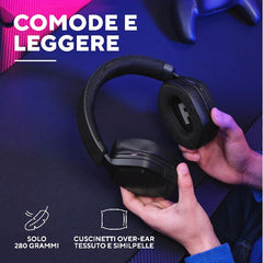 CUFFIA GAMING WIRELESS RICARICABILE PLAYSTATION® COMPATIBILE, CON DOPPIA CONNESSIONE BT + 2,4GHz OVER-EAR, DRIVER 50MM - TRUST GXT 493PS CARUS - NERO