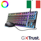 SET GAMING TASTIERA (COMPATTA TKL) E MOUSE (6.400DPI) CABLATI ILLUMINATI - PLASTICA RICICLATA 69% - LAYOUT ITALIANO - TRUST GXT798 SET 2 IN 1 - NERO