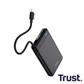 POWERBANK 10.000MAH - CAVO USB-C PD 20W + 1 USB-C 20W PD 3.0 + PPS - TRUST FIERA POWERBANK - NERO