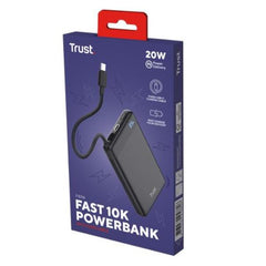 POWERBANK 10.000MAH - CAVO USB-C PD 20W + 1 USB-C 20W PD 3.0 + PPS - TRUST FIERA POWERBANK - NERO