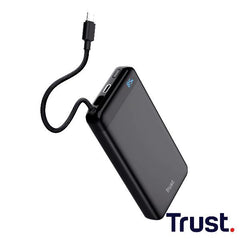 POWERBANK 20.000MAH - CAVO USB-C PD 20W + 1 USB-C 20W PD 3.0 + PPS - TRUST FIERA POWERBANK - NERO
