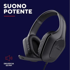 CUFFIE GAMING CABLATE JACK 3,5MM PER CONSOLE, DRIVER 50MM - TRUST GXT417 ZIROX - NERO