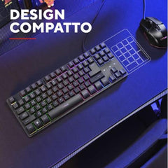 TASTIERA GAMING (COMPATTA TKL) CABLATA ILLUMINATA - LAYOUT ITALIANO - TRUST GXT833W THADO TKL - NERO
