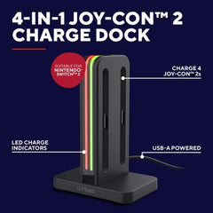 DOCK DI RICARICA PER 4 CONTROLLER JOY CON PER NINTENDO SWITCH II 4 IN 1 - TRUST GXT 1256 - NERO