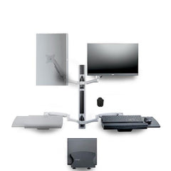 Workstation con montaggio a parete, supporto VESA per monitor da 32" (10kg), supporto per monitor completamente articolato e vassoio per tastiera