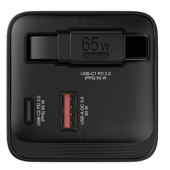 Caricatore GAN 65W 2 porte con cavo usb C incorporato